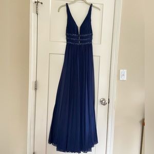Sherri Hill Navy Blue Prom Dress